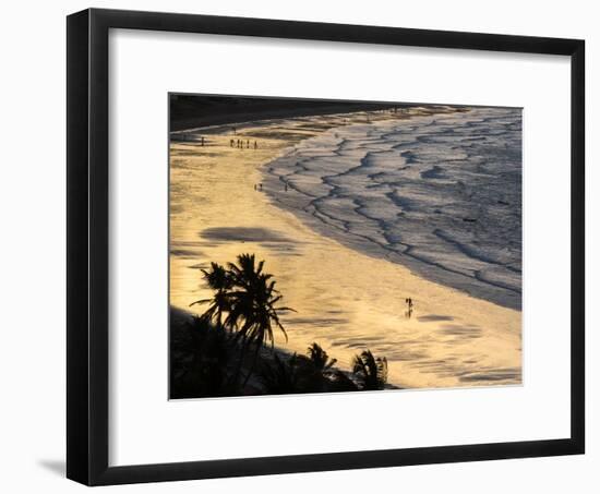 Icapui Beach, with People Fishing and Playing at Sunset-Alex Saberi-Framed Photographic Print