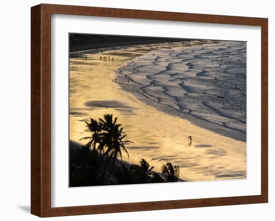 Icapui Beach, with People Fishing and Playing at Sunset-Alex Saberi-Framed Photographic Print