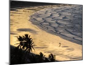 Icapui Beach, with People Fishing and Playing at Sunset-Alex Saberi-Mounted Photographic Print