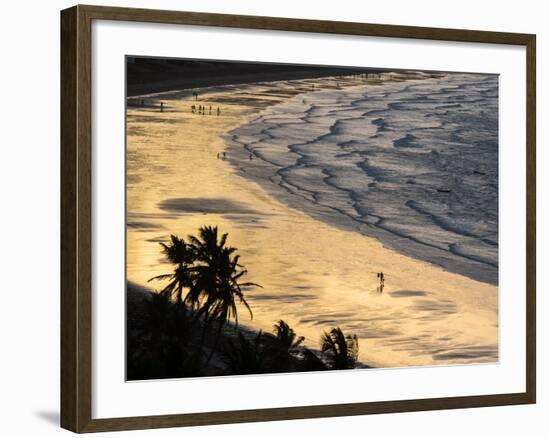 Icapui Beach, with People Fishing and Playing at Sunset-Alex Saberi-Framed Photographic Print