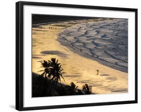 Icapui Beach, with People Fishing and Playing at Sunset-Alex Saberi-Framed Photographic Print