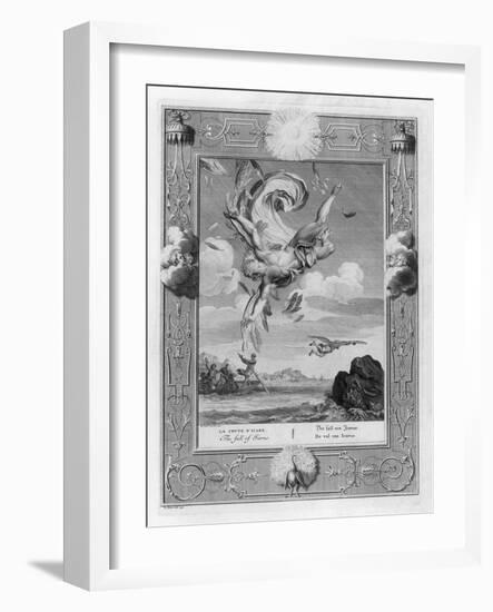 Icarus Flies Too Near the Sun Which Melts the Wax of His Wings and He Falls-Bernard Picart-Framed Art Print