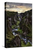 Ice Age Dark, Amazing Epic Fjaðrárgljúfur Canyon Iceland-Vincent James-Stretched Canvas