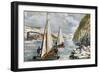 Ice Boat Race on the Hudson River, 19th Century-Currier & Ives-Framed Giclee Print