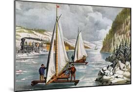 Ice Boat Race on the Hudson River, 19th Century-Currier & Ives-Mounted Giclee Print