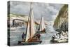 Ice Boat Race on the Hudson River, 19th Century-Currier & Ives-Stretched Canvas