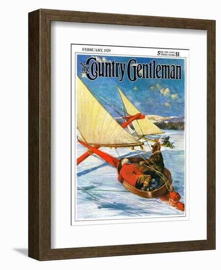 "Ice Boating," Country Gentleman Cover, February 1, 1929-Anton Otto Fischer-Framed Giclee Print