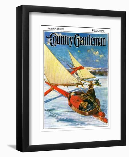 "Ice Boating," Country Gentleman Cover, February 1, 1929-Anton Otto Fischer-Framed Giclee Print