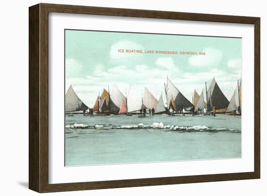 Ice Boating, Lake Winnebago-null-Framed Art Print