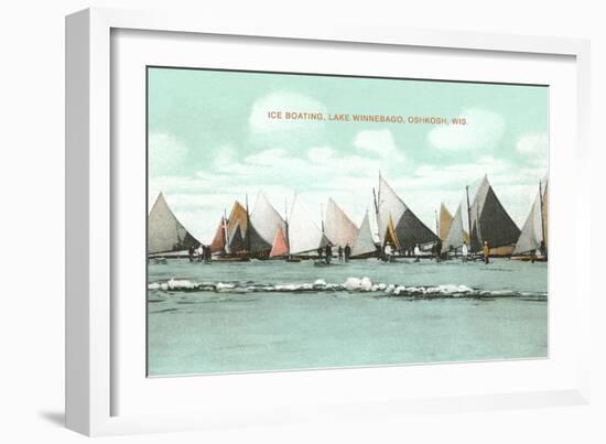 Ice Boating, Lake Winnebago-null-Framed Art Print