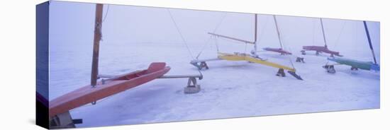 Ice Boats on a Frozen Lake, Grand Rapids, Kent County, Michigan, USA-null-Stretched Canvas