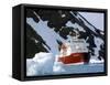 Ice-Breaker Tour Ship, Krossfjorden Icebergs, Spitsbergen, Svalbard, Norway, Scandinavia-Tony Waltham-Framed Stretched Canvas