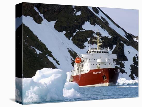 Ice-Breaker Tour Ship, Krossfjorden Icebergs, Spitsbergen, Svalbard, Norway, Scandinavia-Tony Waltham-Stretched Canvas