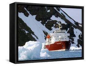 Ice-Breaker Tour Ship, Krossfjorden Icebergs, Spitsbergen, Svalbard, Norway, Scandinavia-Tony Waltham-Framed Stretched Canvas