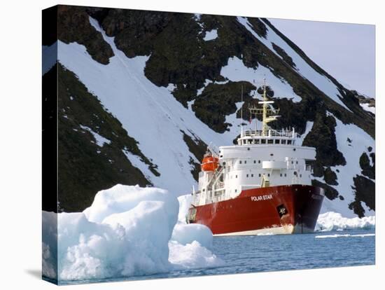 Ice-Breaker Tour Ship, Krossfjorden Icebergs, Spitsbergen, Svalbard, Norway, Scandinavia-Tony Waltham-Stretched Canvas