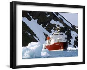 Ice-Breaker Tour Ship, Krossfjorden Icebergs, Spitsbergen, Svalbard, Norway, Scandinavia-Tony Waltham-Framed Photographic Print