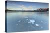 Ice Bubbles on the Frozen Surface of Andossi Lake at Sunrise, Spluga Valley, Valtellina, Italy-Roberto Moiola-Stretched Canvas