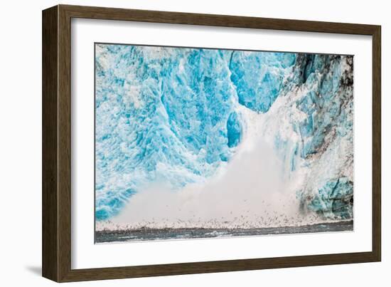 Ice calving off the Holgate Glacier, Kenai Fjords National Park, Seward, Alaska-Mark A Johnson-Framed Photographic Print