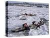 Ice Canoe Races on the St. Lawrence River During Winter Carnival, Quebec, Canada-Alison Wright-Stretched Canvas