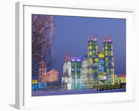 Ice Cathedral, Buildings Built of Ice, Ice and Snow Festival, Harbin, Heilongjiang, China-Walter Bibikow-Framed Photographic Print