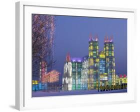 Ice Cathedral, Buildings Built of Ice, Ice and Snow Festival, Harbin, Heilongjiang, China-Walter Bibikow-Framed Photographic Print