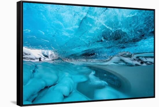 Ice cave below the Breidamerkurjokull Glacier, Iceland-David Noton-Framed Stretched Canvas