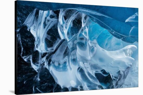 Ice cave beneath the Breidemerkurjokull glacier, Iceland-David Noton-Stretched Canvas