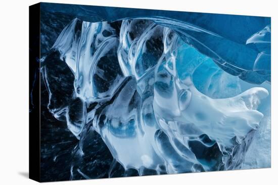 Ice cave beneath the Breidemerkurjokull glacier, Iceland-David Noton-Stretched Canvas