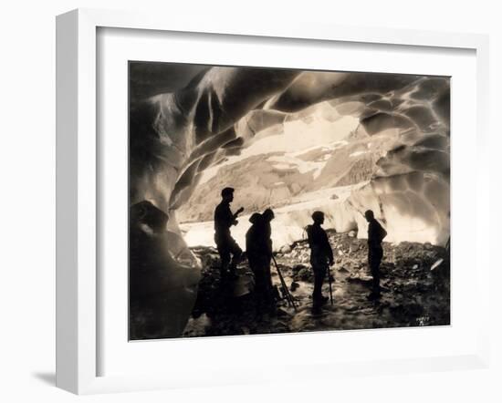 Ice Cave with Party, Mount Rainier, Undated-Asahel Curtis-Framed Giclee Print