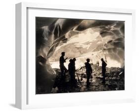 Ice Cave with Party, Mount Rainier, Undated-Asahel Curtis-Framed Giclee Print