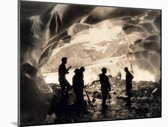 Ice Cave with Party, Mount Rainier, Undated-Asahel Curtis-Mounted Giclee Print