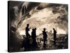 Ice Cave with Party, Mount Rainier, Undated-Asahel Curtis-Stretched Canvas