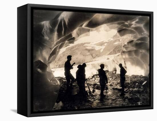 Ice Cave with Party, Mount Rainier, Undated-Asahel Curtis-Framed Stretched Canvas