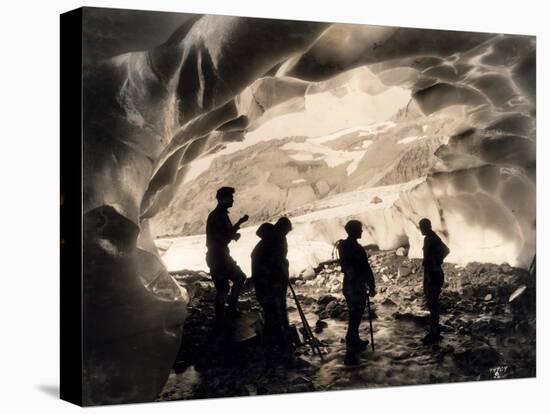 Ice Cave with Party, Mount Rainier, Undated-Asahel Curtis-Stretched Canvas