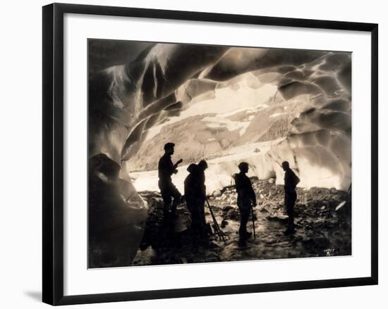 Ice Cave with Party, Mount Rainier, Undated-Asahel Curtis-Framed Giclee Print