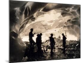 Ice Cave with Party, Mount Rainier, Undated-Asahel Curtis-Mounted Giclee Print