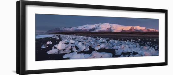 Ice Chunks on the Beach Near Glacial River Lagoon Jškuls‡rlon (Lake), …raefajškull (Volcano-Rainer Mirau-Framed Photographic Print