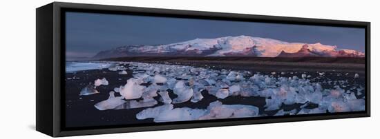 Ice Chunks on the Beach Near Glacial River Lagoon Jškuls‡rlon (Lake), …raefajškull (Volcano-Rainer Mirau-Framed Stretched Canvas