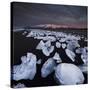 Ice Chunks on the Beach Near Glacial River Lagoon Jškuls‡rlon (Lake), …raefajškull (Volcano-Rainer Mirau-Stretched Canvas