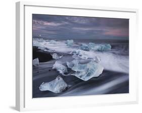 Ice Chunks on the Beach Next to Glacial River Lagoon Jškuls‡rlon (Lake), East Iceland, Iceland-Rainer Mirau-Framed Photographic Print