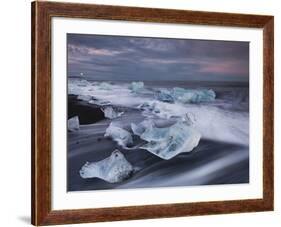 Ice Chunks on the Beach Next to Glacial River Lagoon Jškuls‡rlon (Lake), East Iceland, Iceland-Rainer Mirau-Framed Photographic Print