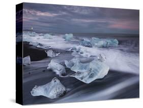 Ice Chunks on the Beach Next to Glacial River Lagoon Jškuls‡rlon (Lake), East Iceland, Iceland-Rainer Mirau-Stretched Canvas