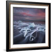 Ice Chunks on the Beach Next to Glacial River Lagoon Jškuls‡rlon (Lake), East Iceland, Iceland-Rainer Mirau-Framed Photographic Print