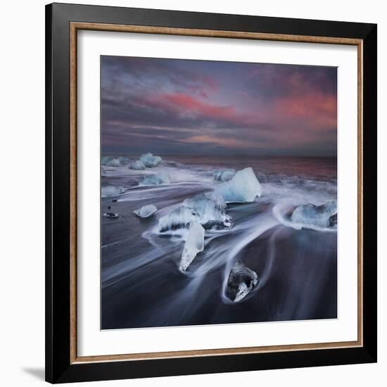 Ice Chunks on the Beach Next to Glacial River Lagoon Jškuls‡rlon (Lake), East Iceland, Iceland-Rainer Mirau-Framed Photographic Print