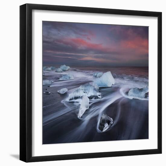 Ice Chunks on the Beach Next to Glacial River Lagoon Jškuls‡rlon (Lake), East Iceland, Iceland-Rainer Mirau-Framed Photographic Print