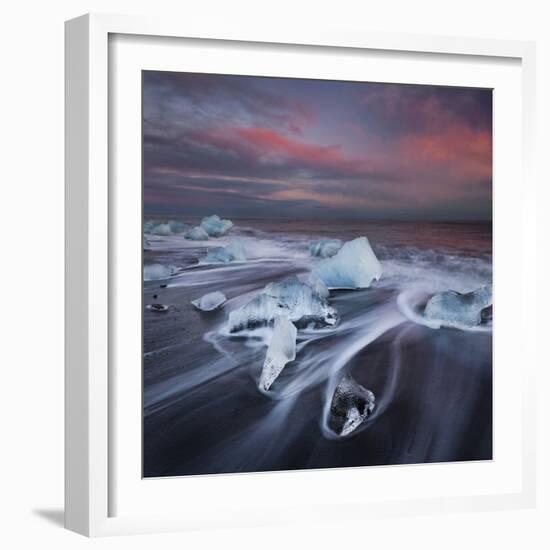 Ice Chunks on the Beach Next to Glacial River Lagoon Jškuls‡rlon (Lake), East Iceland, Iceland-Rainer Mirau-Framed Photographic Print