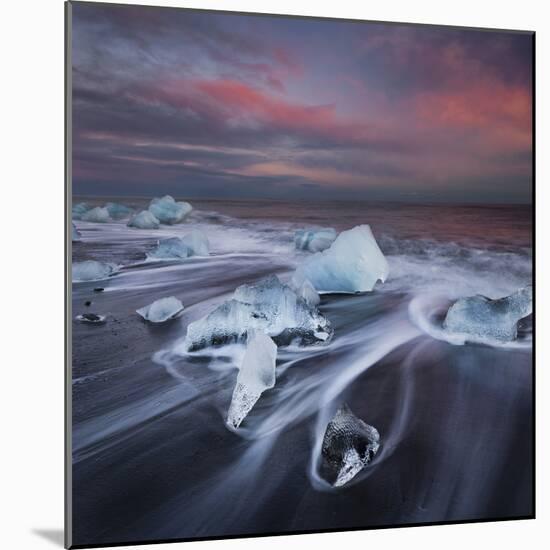 Ice Chunks on the Beach Next to Glacial River Lagoon Jškuls‡rlon (Lake), East Iceland, Iceland-Rainer Mirau-Mounted Photographic Print