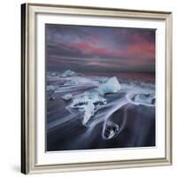 Ice Chunks on the Beach Next to Glacial River Lagoon Jškuls‡rlon (Lake), East Iceland, Iceland-Rainer Mirau-Framed Photographic Print