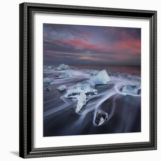 Ice Chunks on the Beach Next to Glacial River Lagoon Jškuls‡rlon (Lake), East Iceland, Iceland-Rainer Mirau-Framed Photographic Print