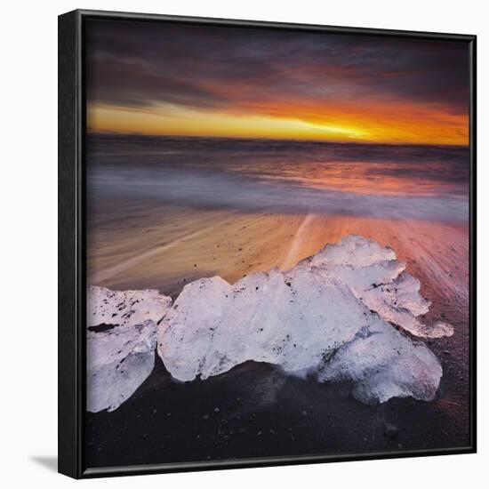 Ice Chunks on the Beach Next to Glacial River Lagoon Jškuls‡rlon (Lake), East Iceland, Iceland-Rainer Mirau-Framed Photographic Print